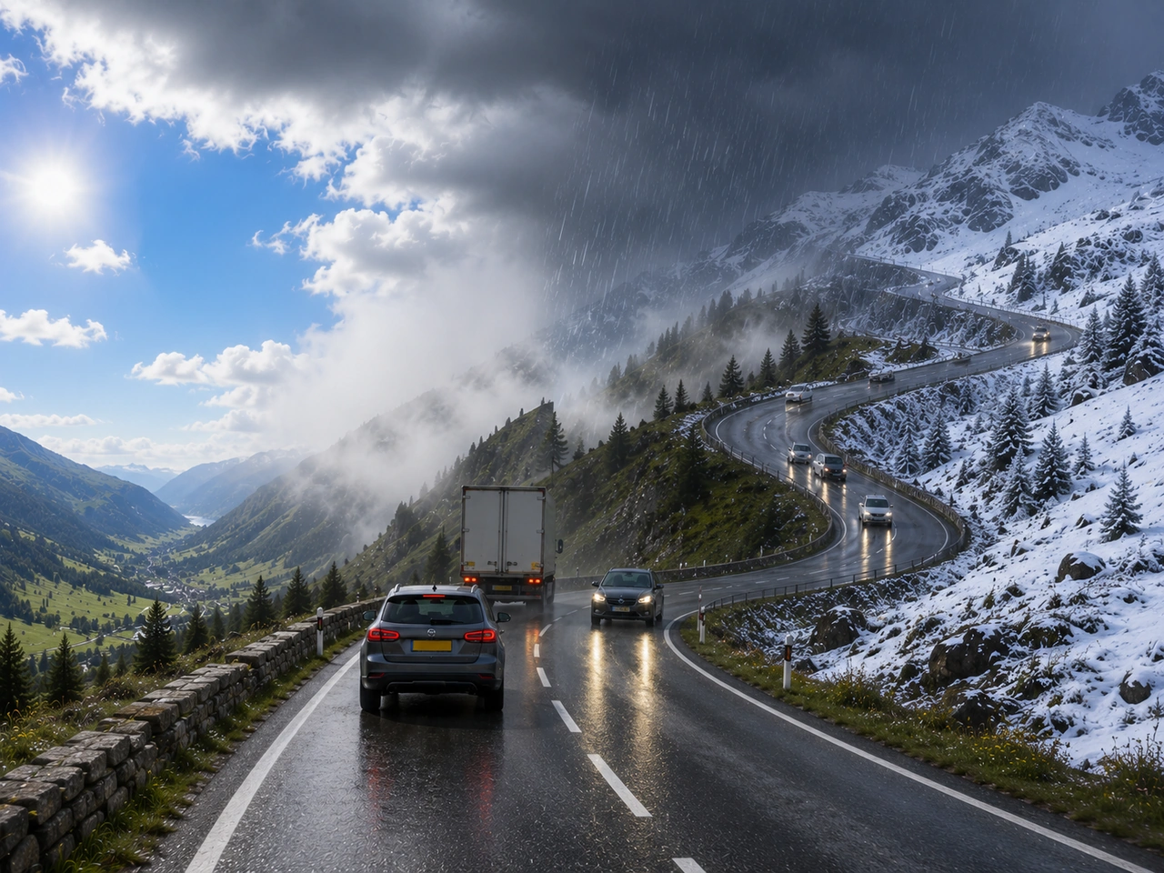 Why should you be prepared for changing conditions on mountain roads?