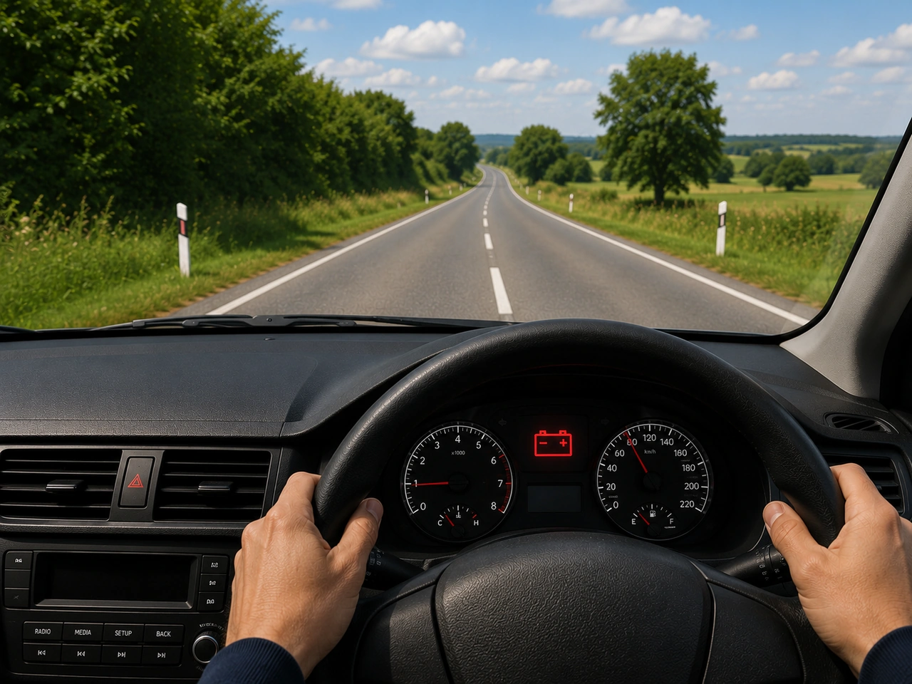 What should you do if the charging-system warning light comes on?