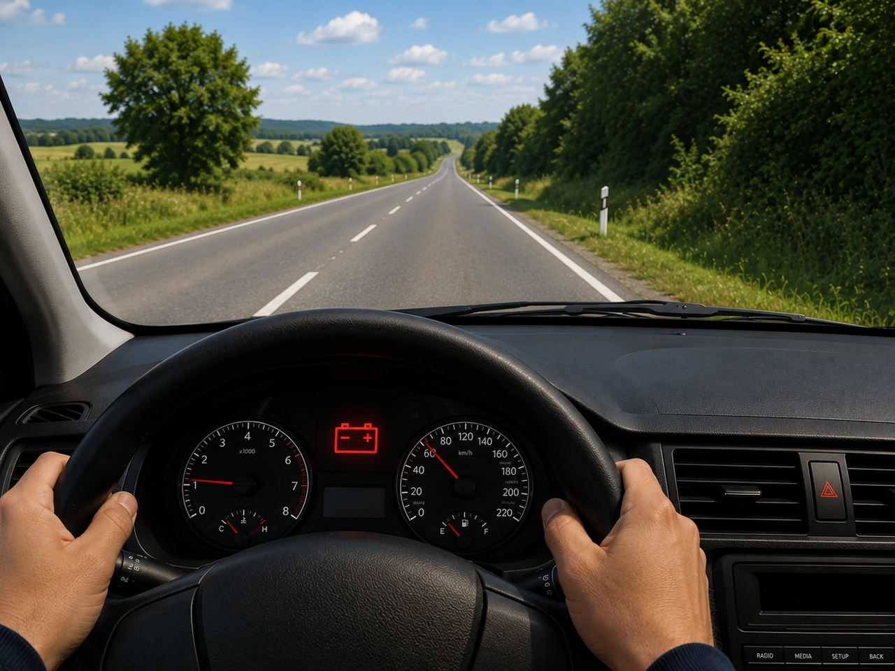 What should you do if the charging-system warning light comes on?