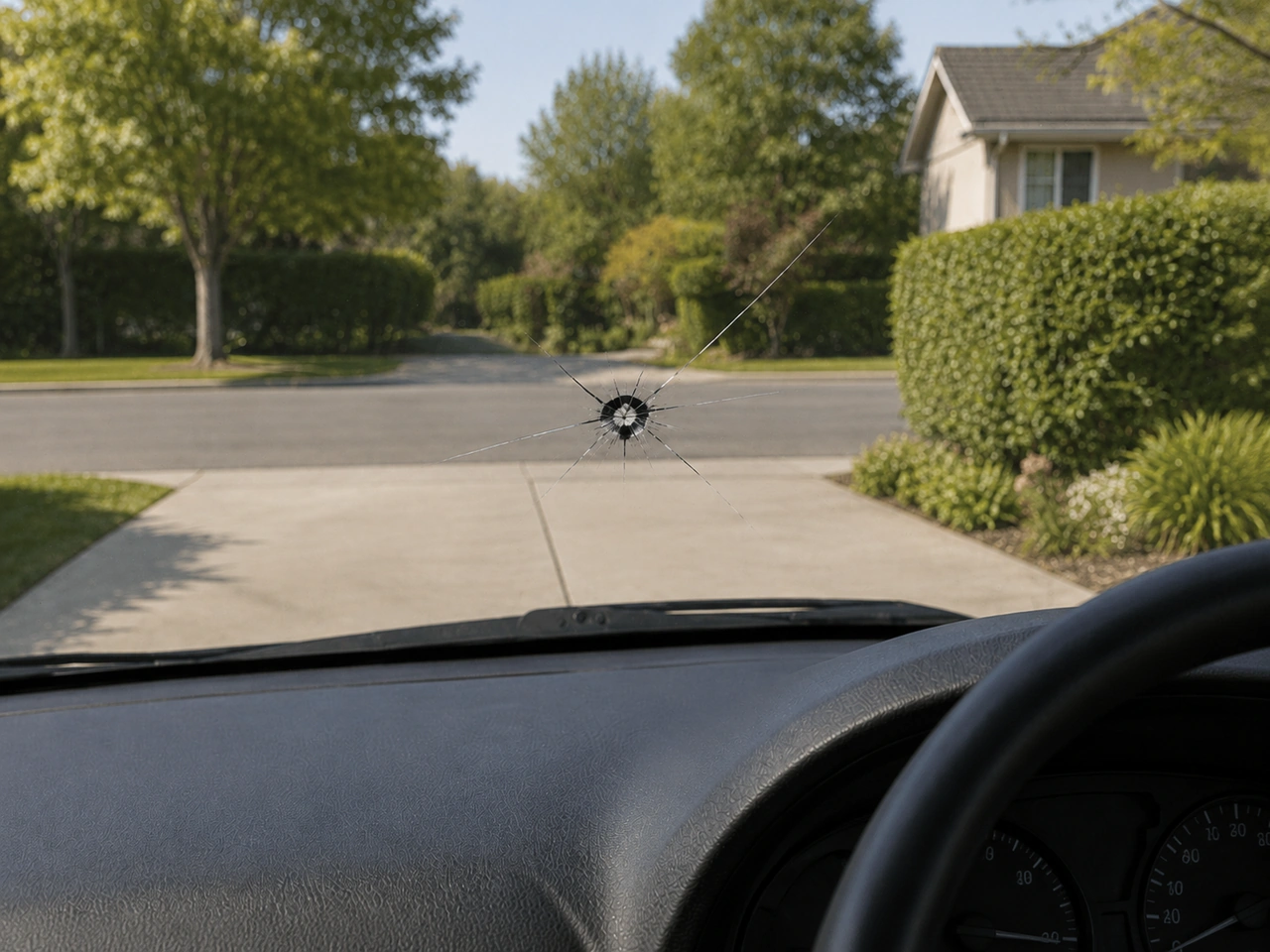 What should you do about a chip in the windscreen?