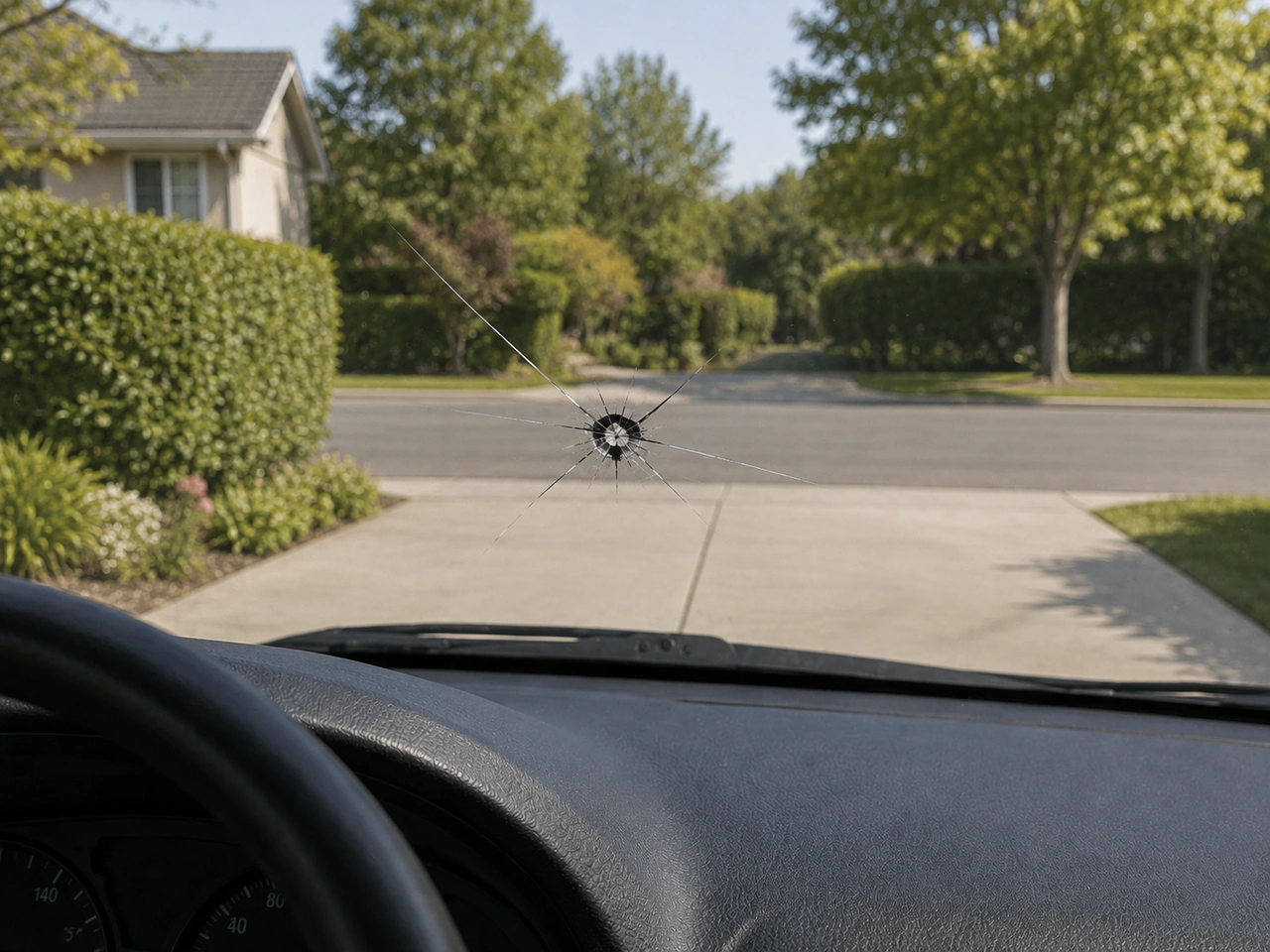 What should you do about a chip in the windscreen?