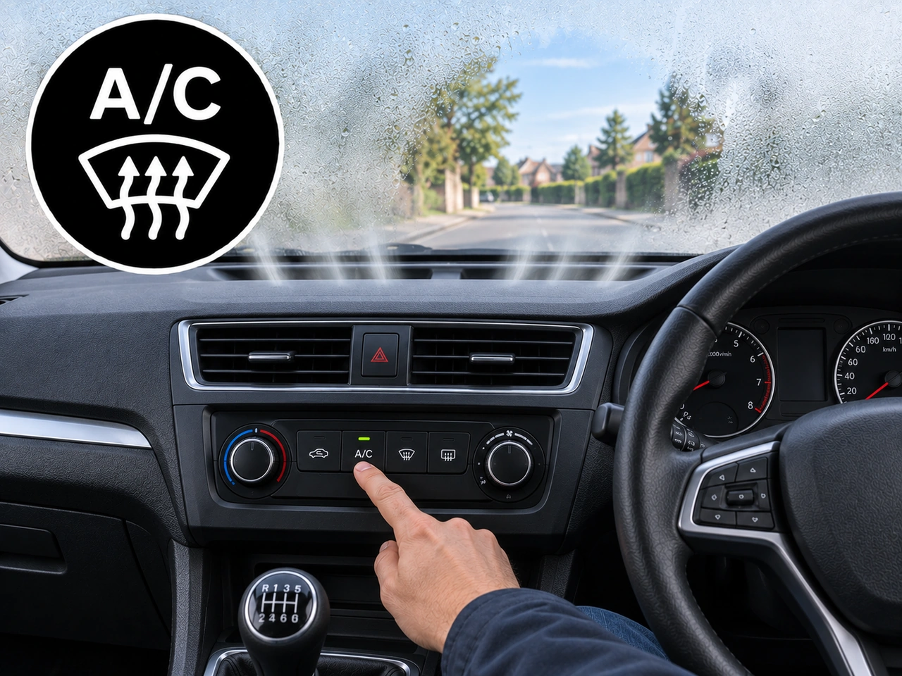 How can air conditioning help demist the windows?