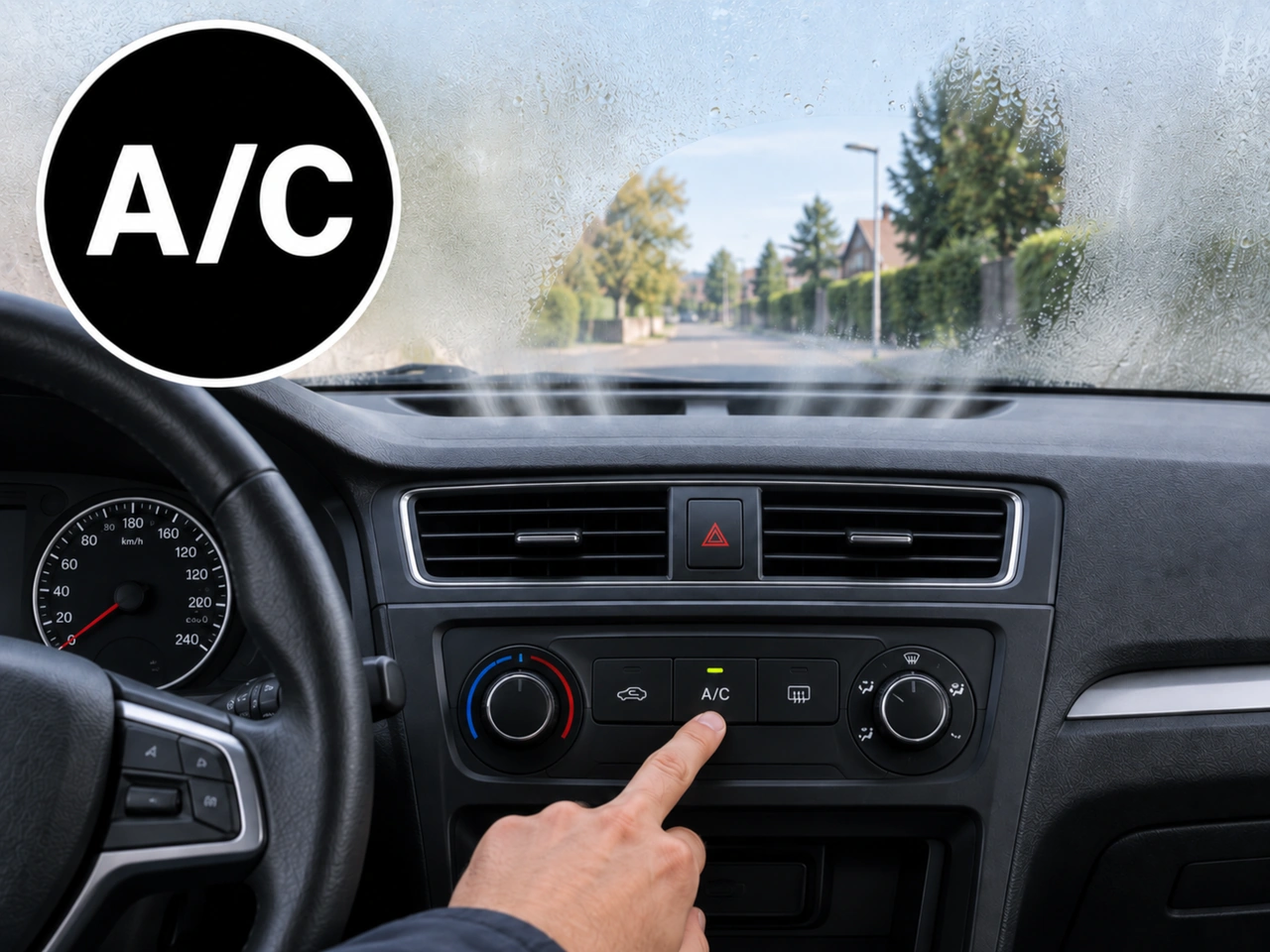 How can air conditioning help demist the windows?
