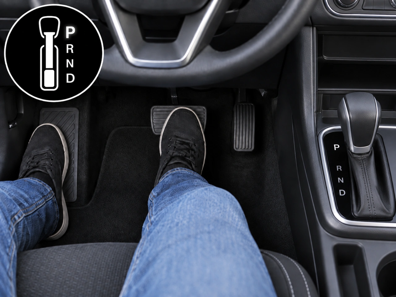 What should you normally select before leaving an automatic vehicle parked?