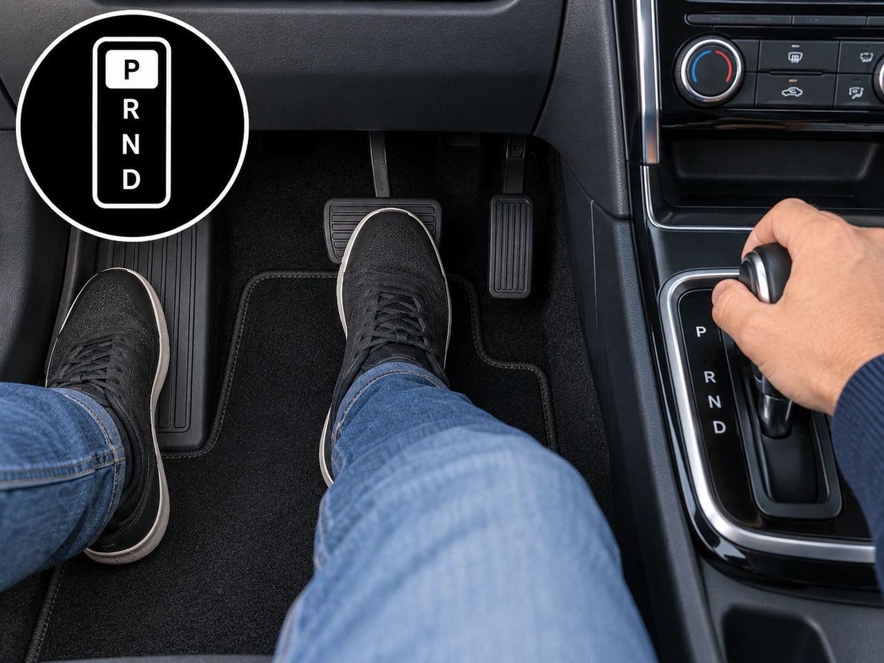 When should you select P (Park) in an automatic vehicle?