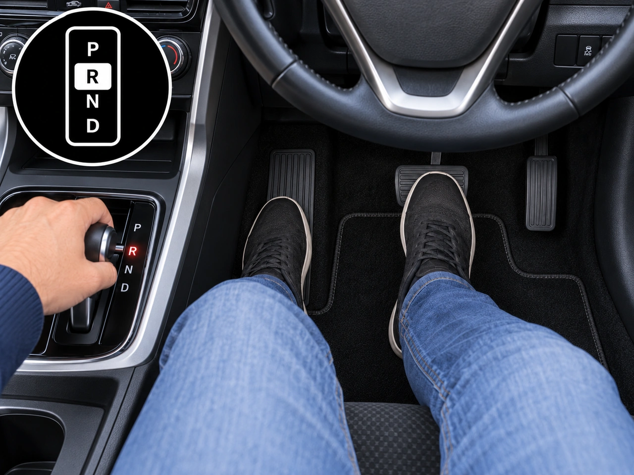 When should you select R (Reverse) in an automatic vehicle?