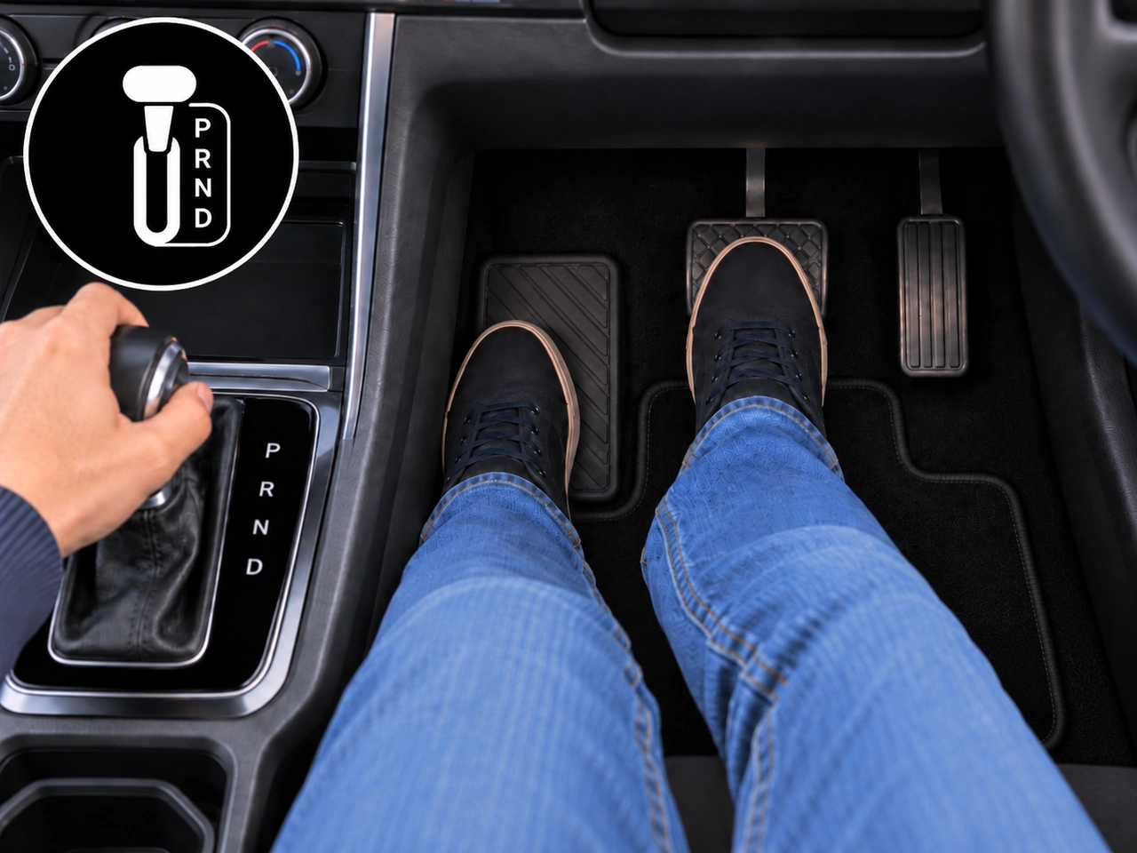 What should you normally do before selecting D or R in an automatic vehicle?