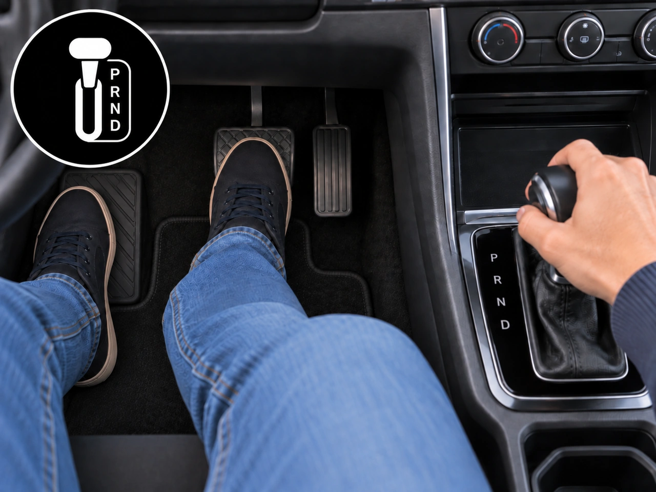 What should you normally do before selecting D or R in an automatic vehicle?