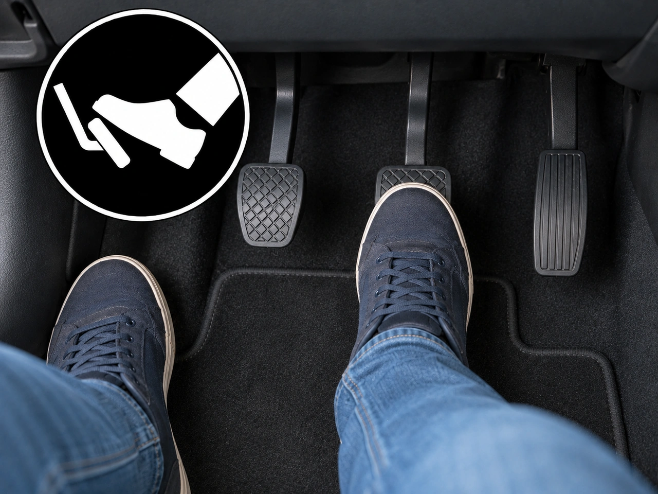 Which pedal is used to slow down or stop the vehicle?