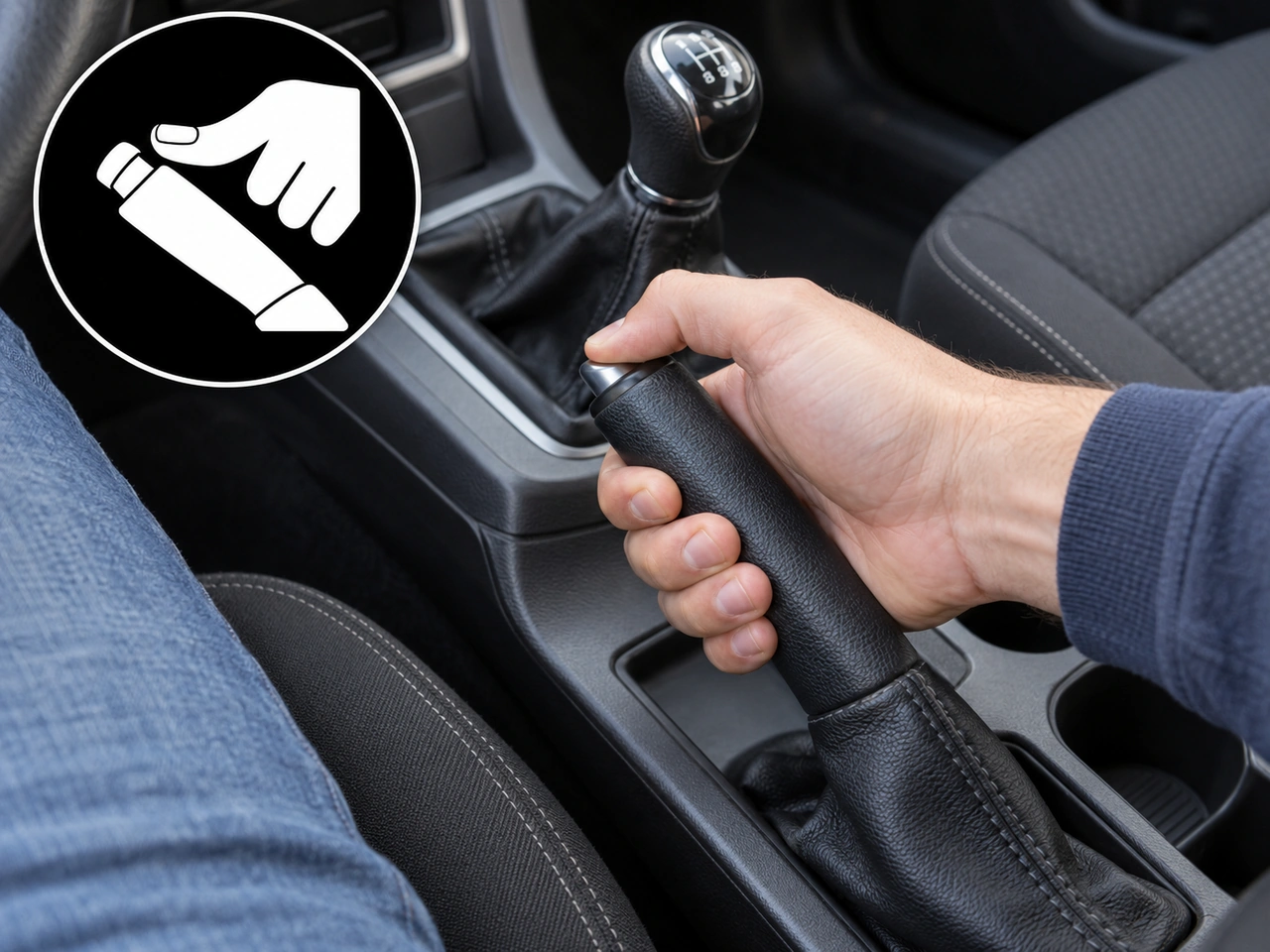 What is the button on a manual handbrake lever used for?