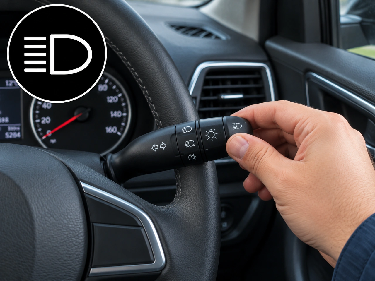 Which control is normally used to switch between dipped and main beam headlights?