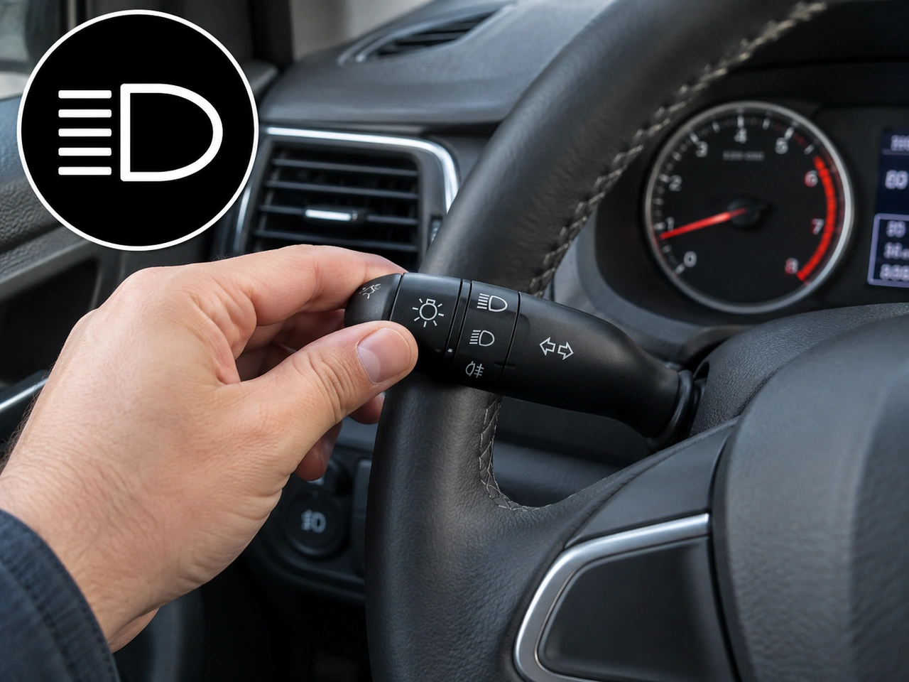 Which control is normally used to switch between dipped and main beam headlights?
