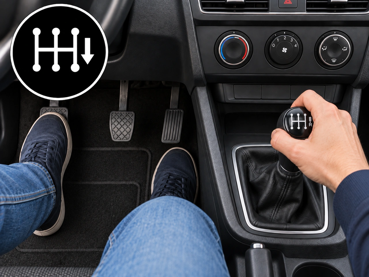What can selecting a lower gear provide in a manual vehicle?