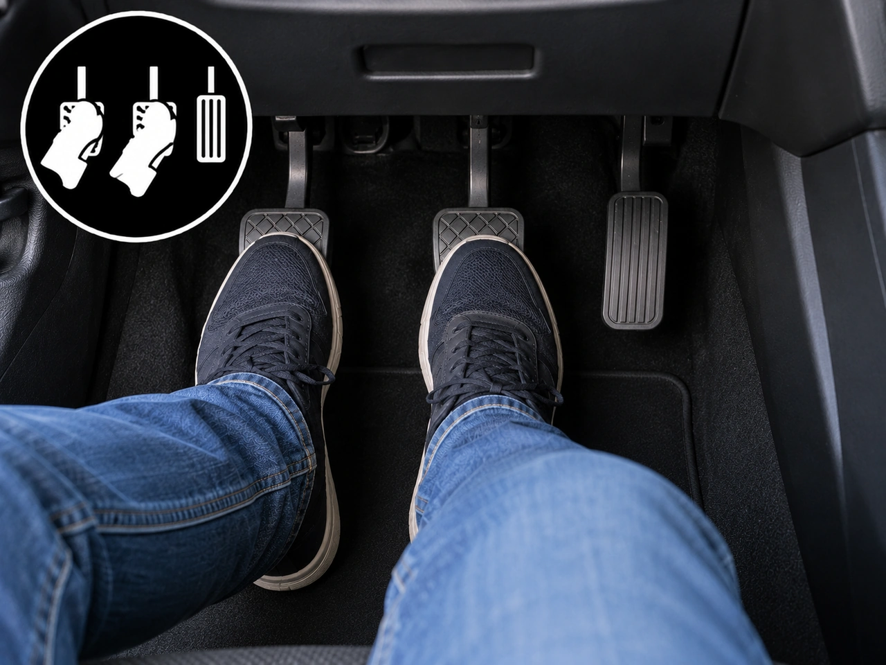 What should you do with the clutch when bringing a manual vehicle to a stop?