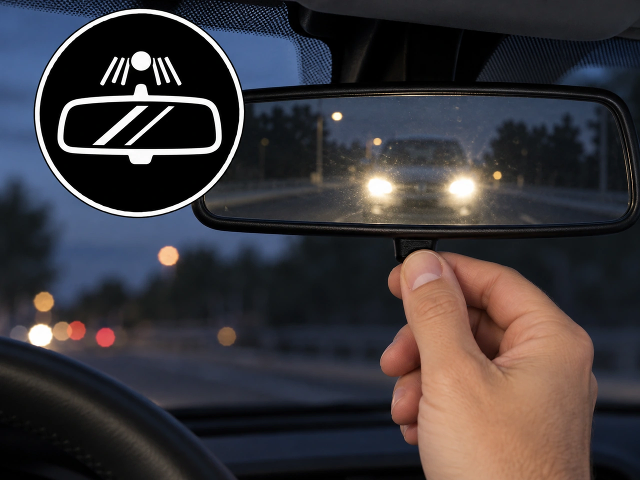 What is the purpose of the anti-dazzle control on the rear-view mirror?