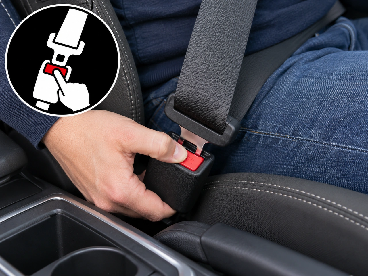 What is the button on a seat-belt buckle used for?
