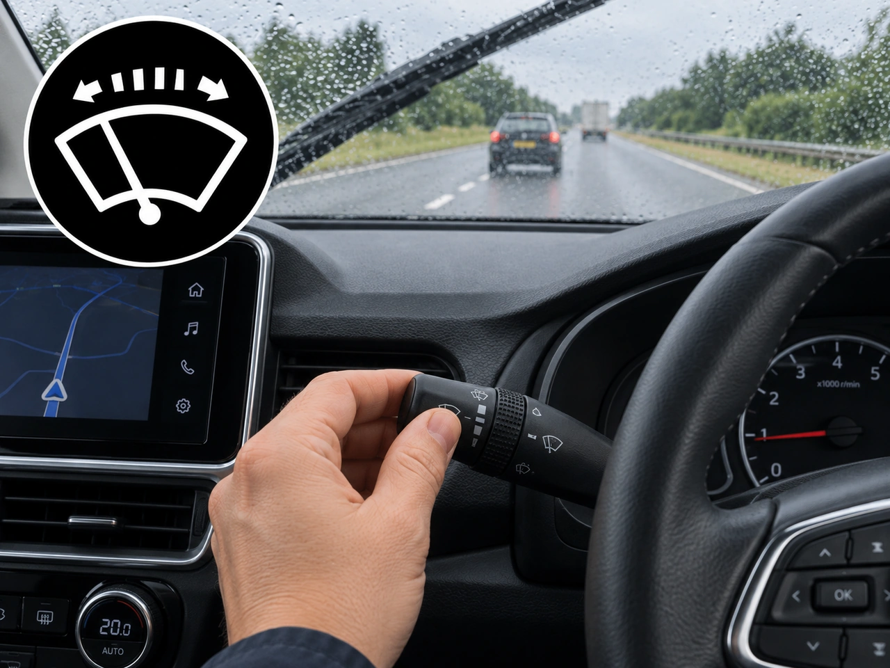 What does the intermittent wiper interval control adjust?