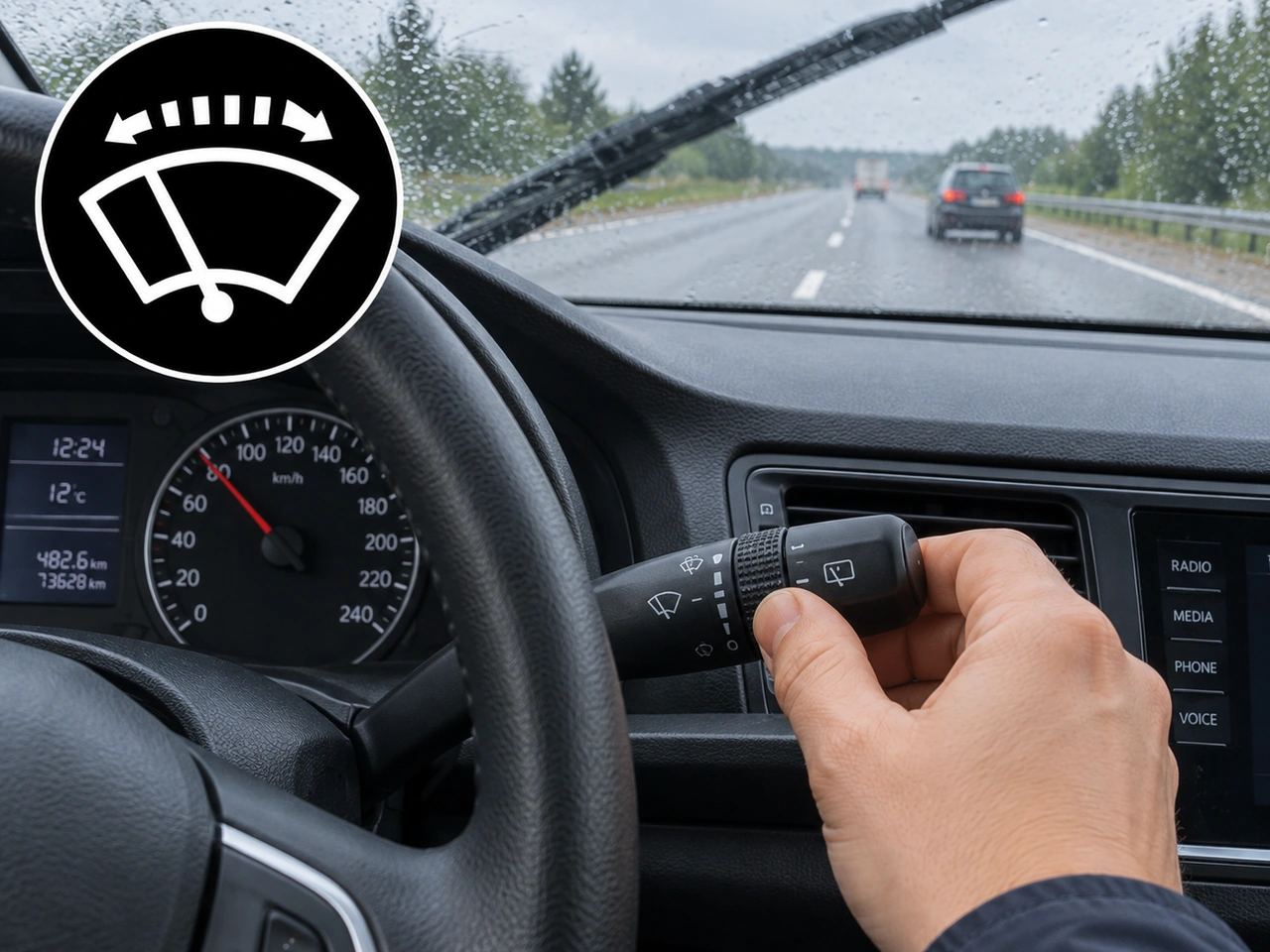 What does the intermittent wiper interval control adjust?