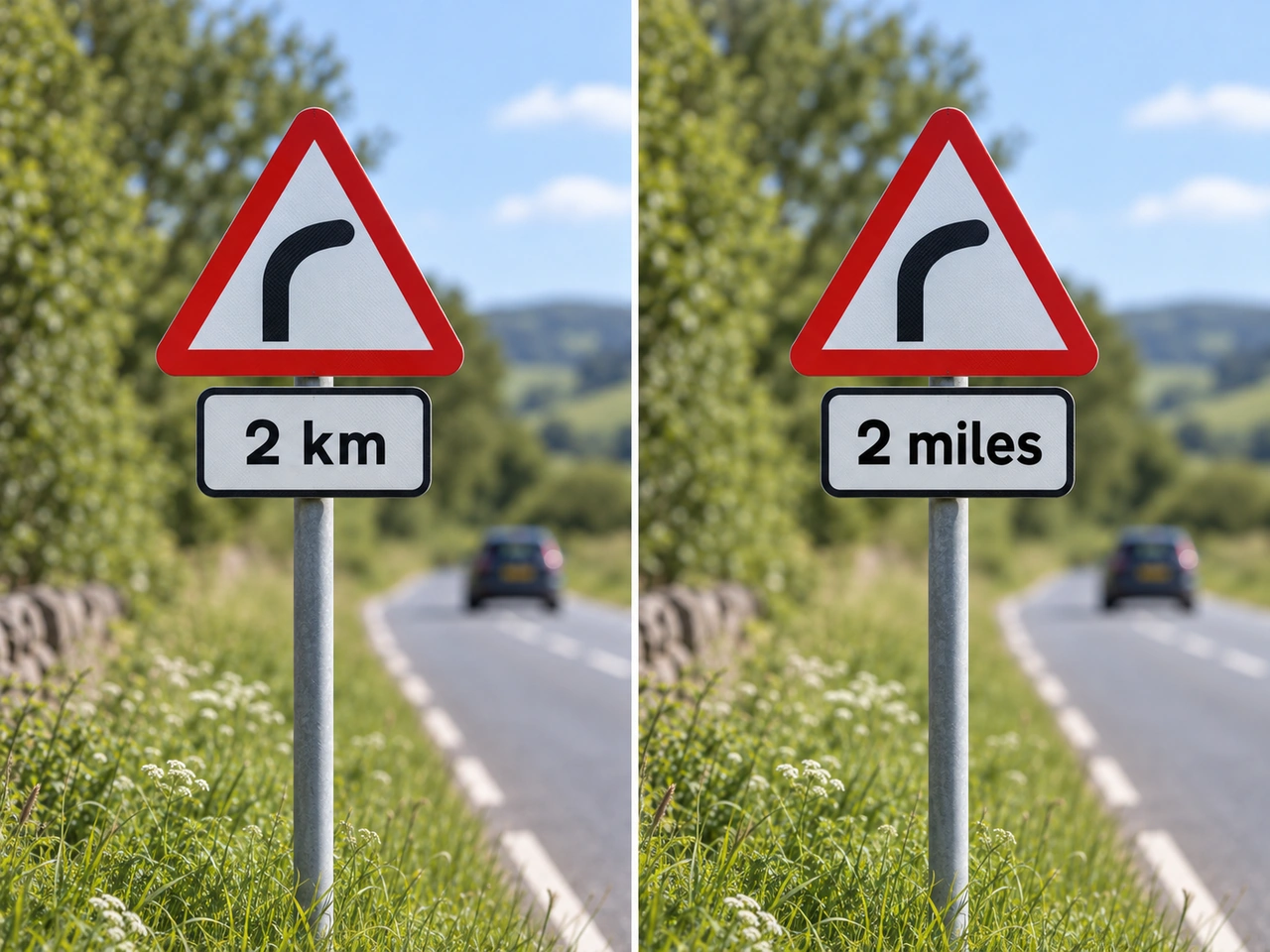 Which distance unit is used on road signs in Iceland?