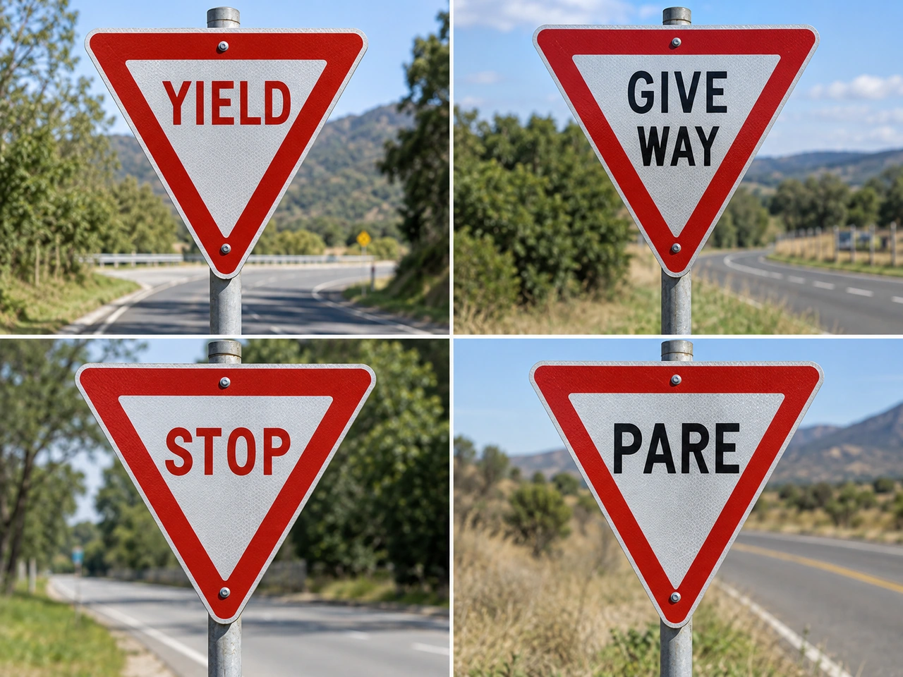What wording is commonly shown on give-way signs in Slovenia?