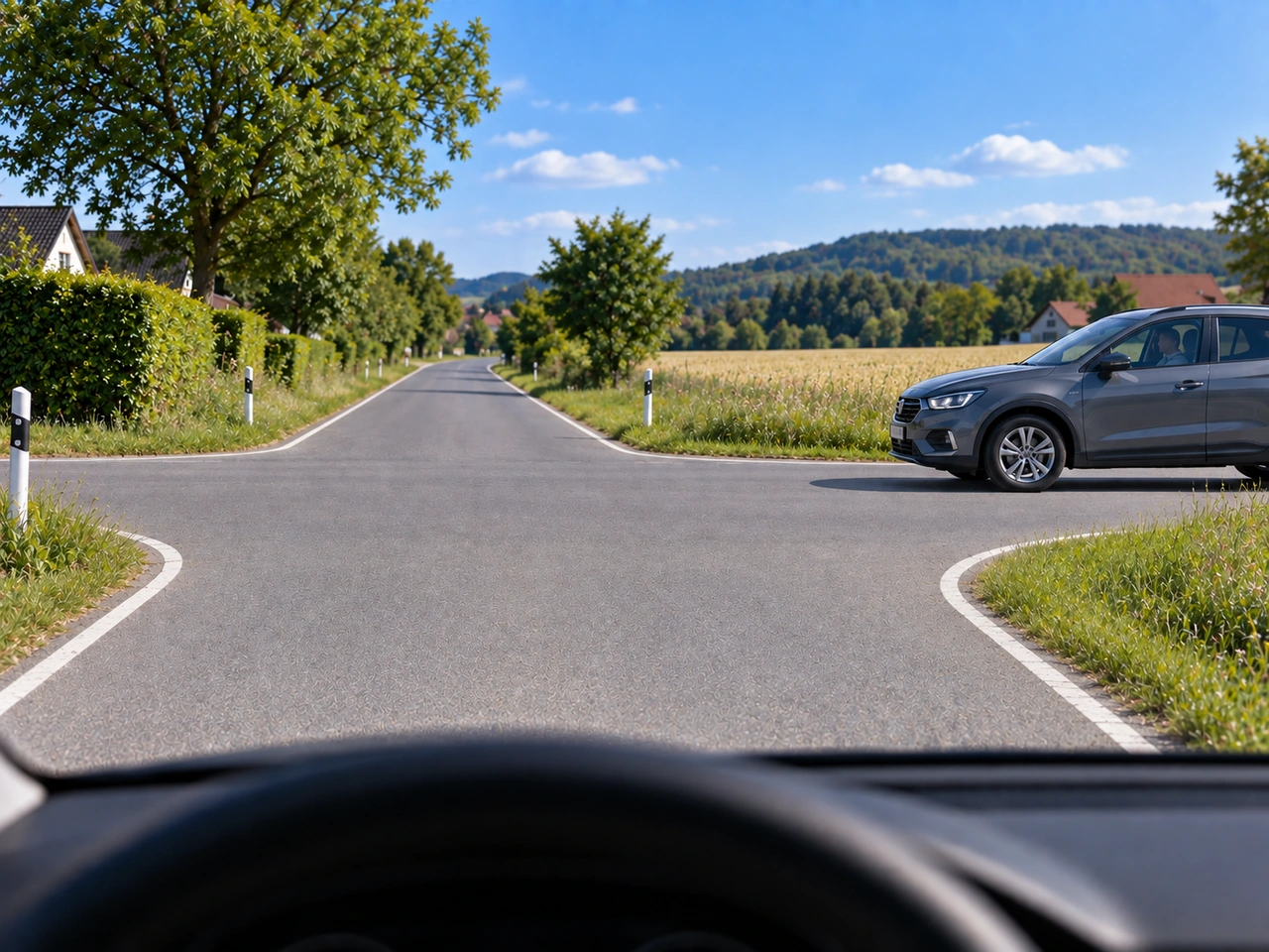 Who generally has priority at an uncontrolled intersection in Sweden?