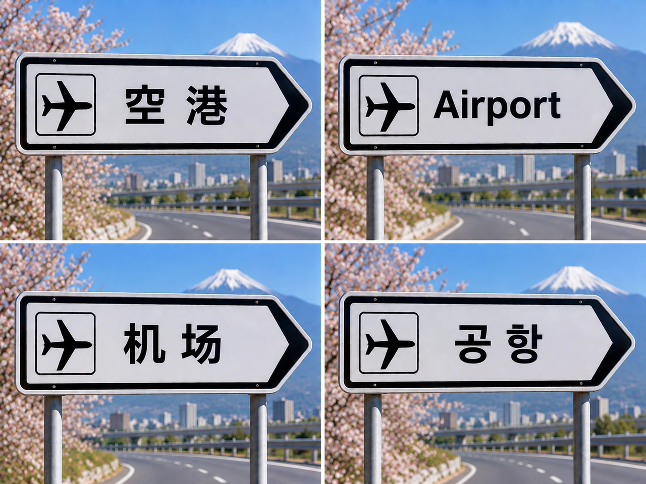 Which language is commonly used on text-based road signs in Japan?