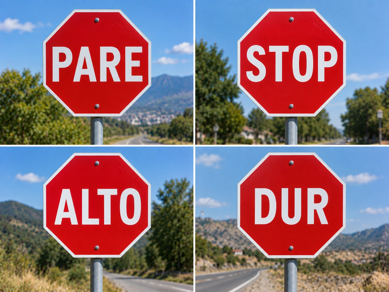 What word is commonly shown on STOP signs in Indonesia?