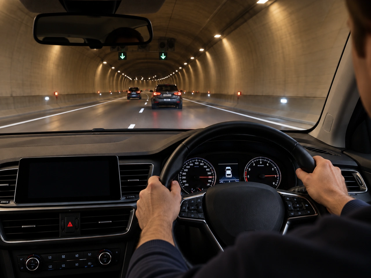 Must cars use dipped headlights solely because they enter a tunnel in Ireland?