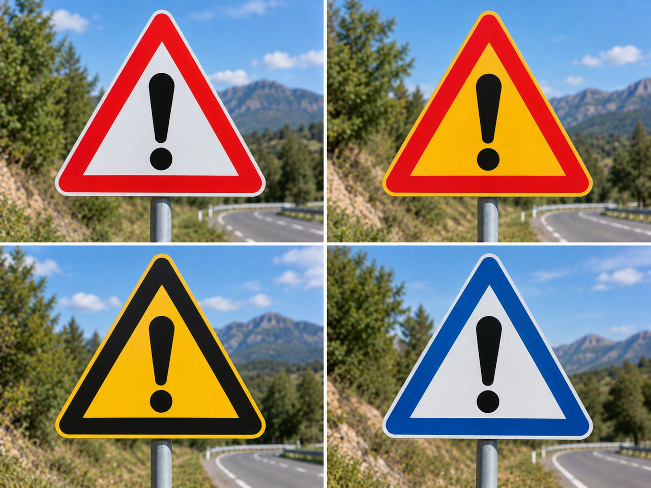 Which colour combination is commonly used for warning signs in Sweden?