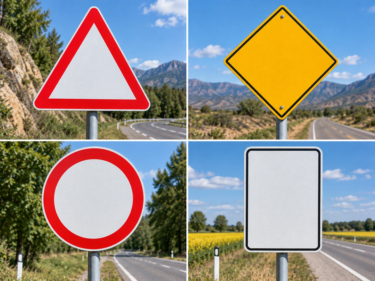 What shape are most warning signs in Uruguay?