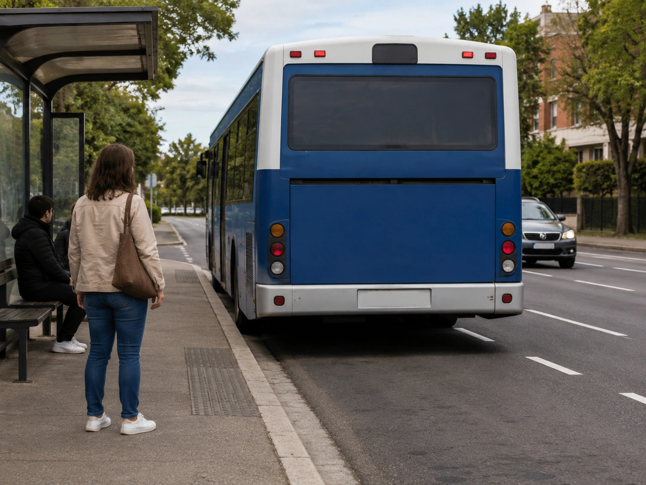 What should you do before crossing behind a bus or large vehicle?