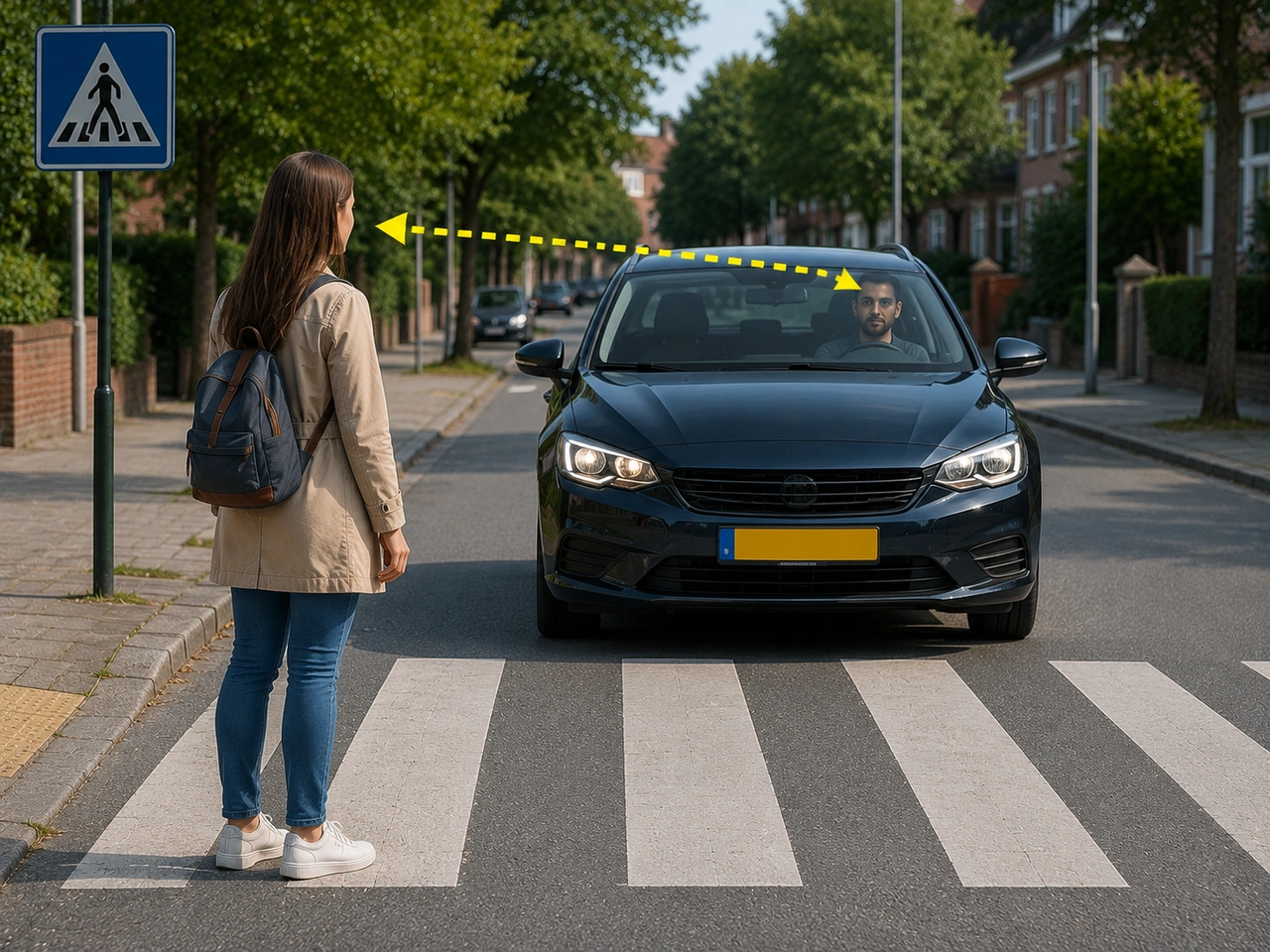 Why should you make sure drivers have seen you before crossing?