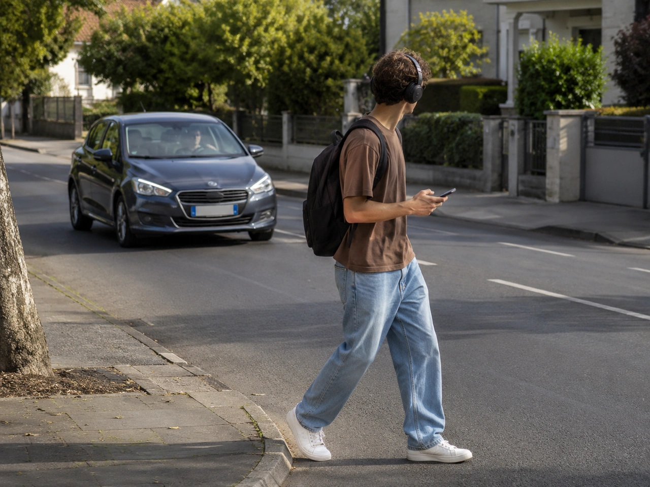 Why is it dangerous to cross while listening to loud music?