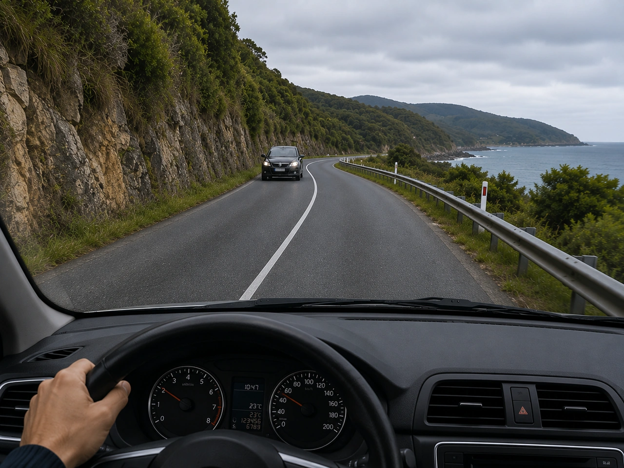 What should you do when approaching a curve with poor visibility?