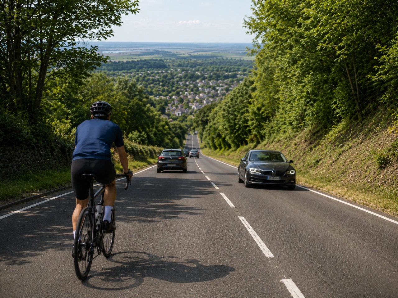 What should cyclists do when cycling downhill?