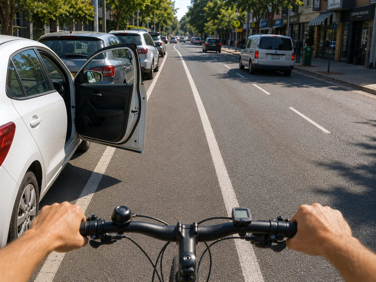 Why should you leave space when cycling beside parked cars?