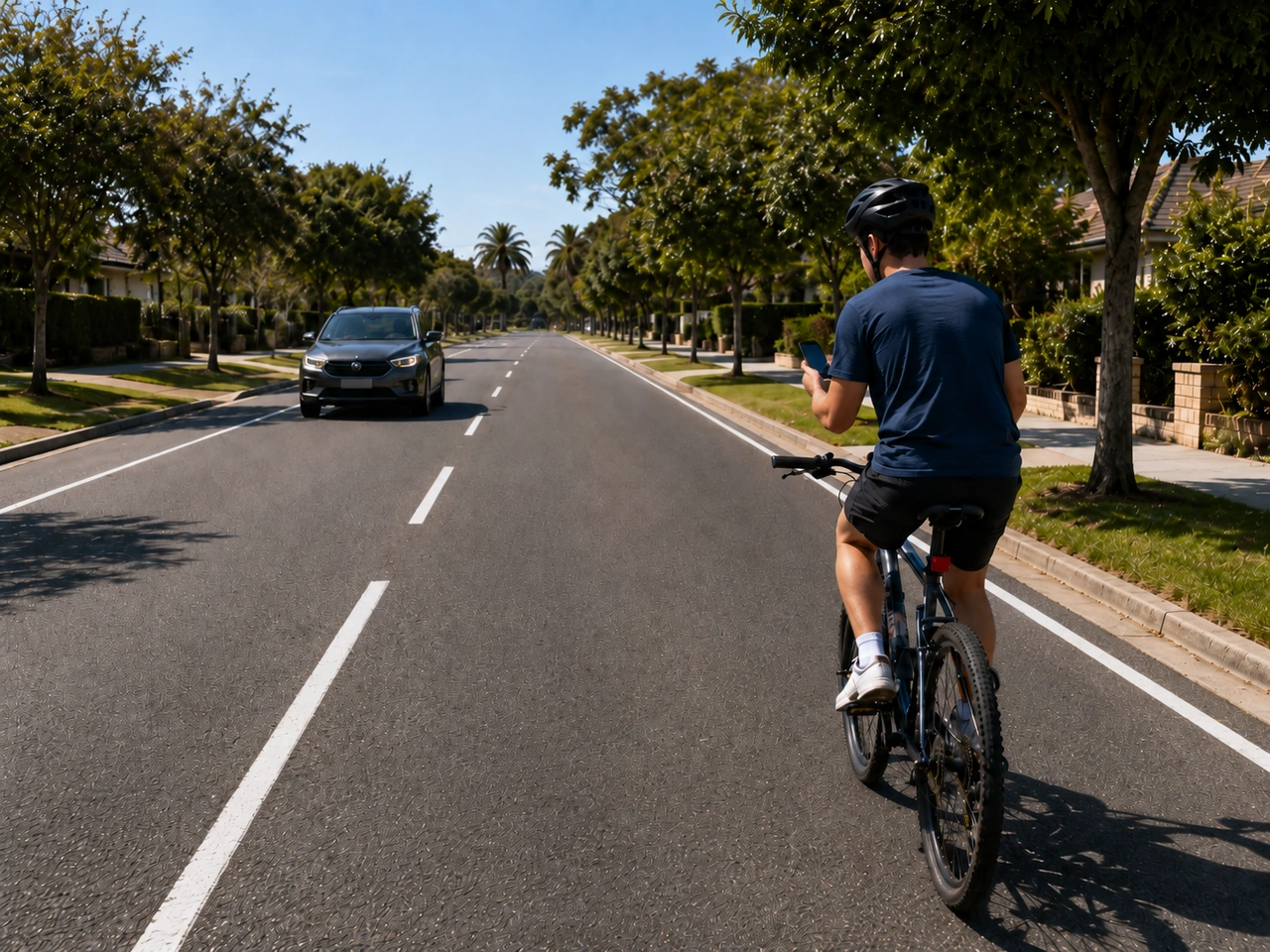 Why should cyclists avoid using a handheld phone?