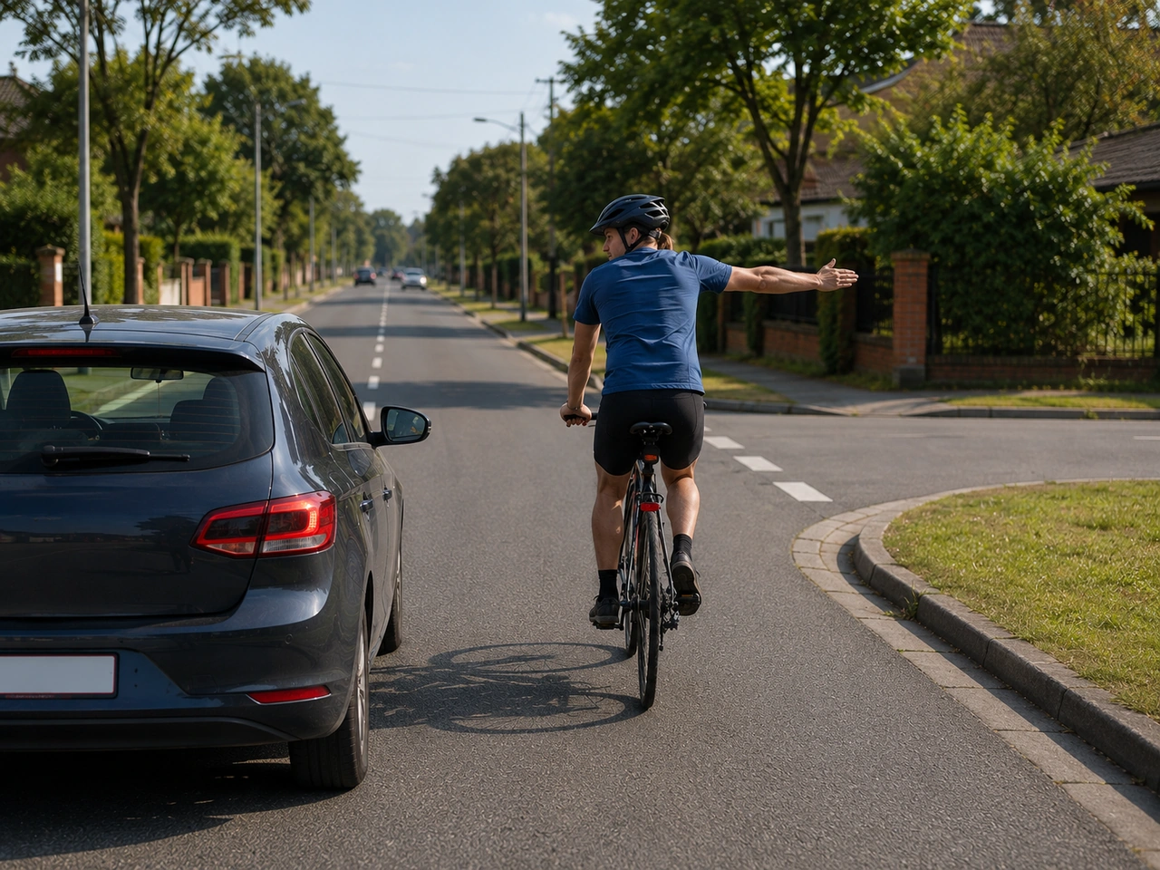 What should cyclists do before turning or changing position on the road?