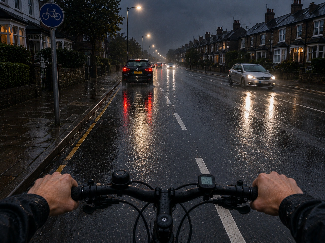 How should cyclists brake on a wet road?