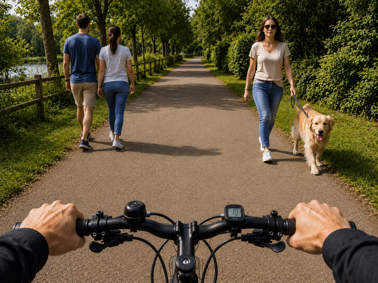 What should cyclists do when passing pedestrians on a shared path?