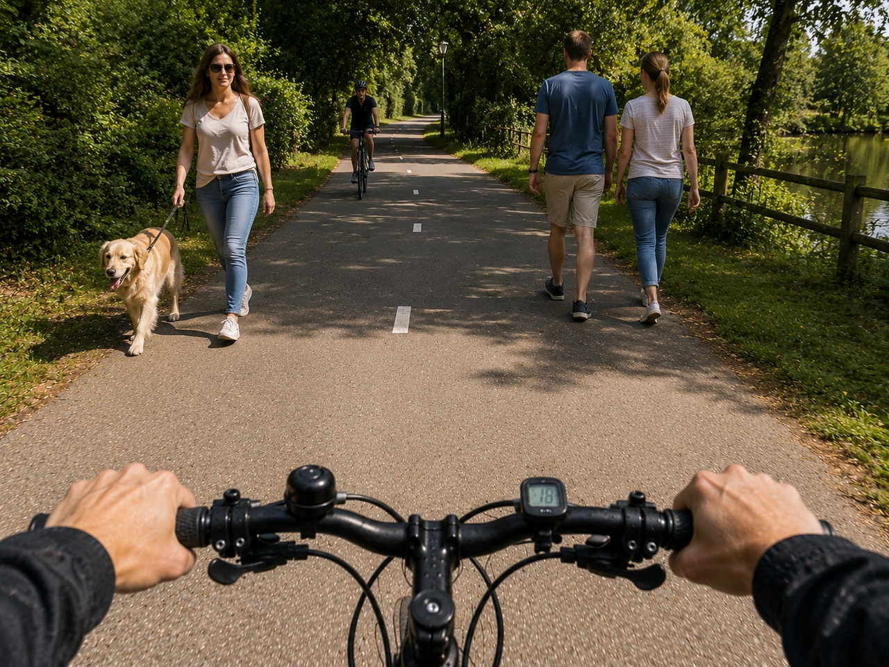 What should cyclists do when passing pedestrians on a shared path?