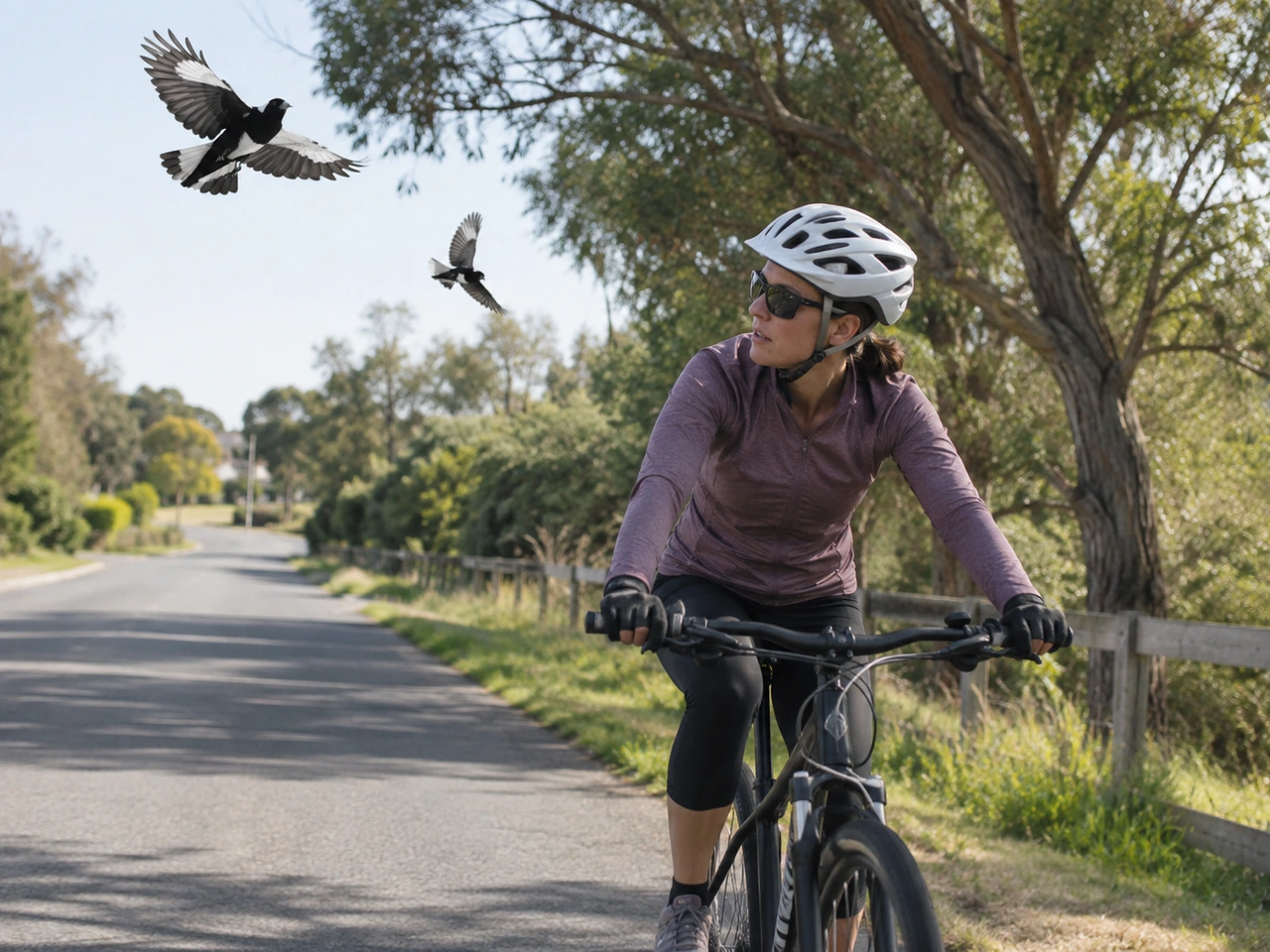 What should you do if birds are swooping at you while cycling?