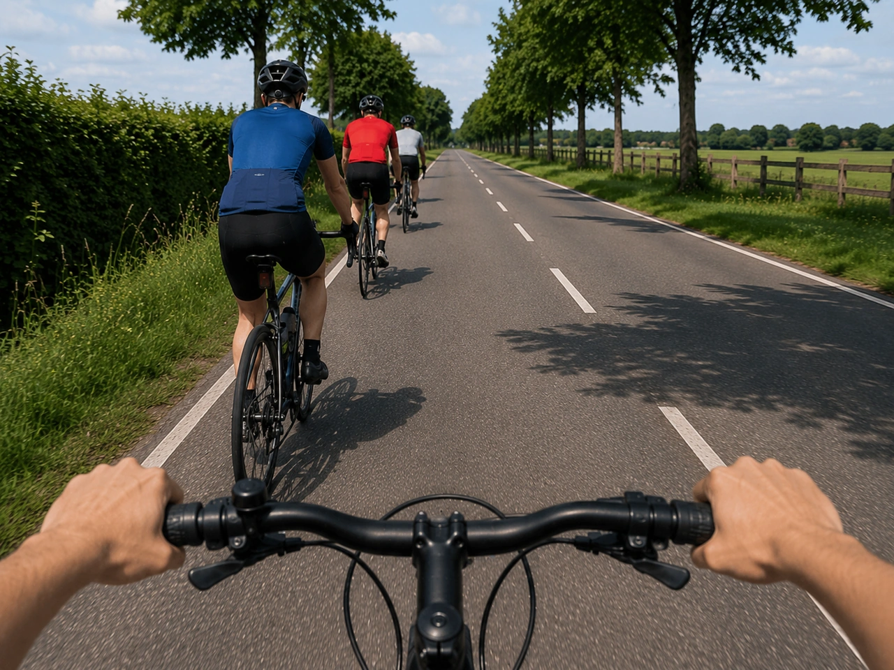 How should cyclists ride when travelling in a group?