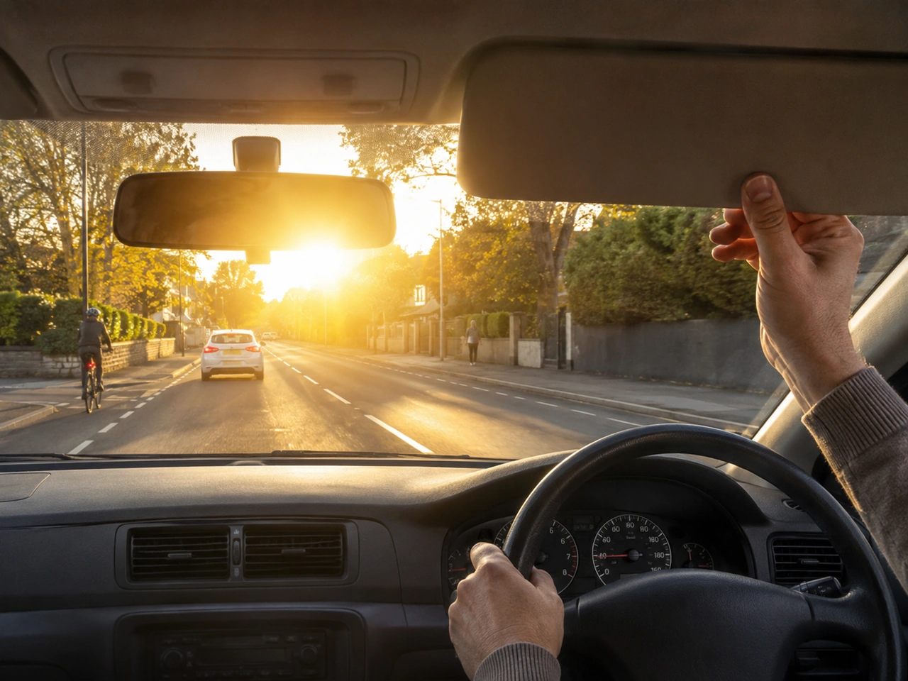 What should you do if you are dazzled by low sun?