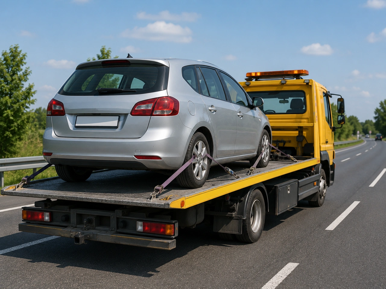How should a disabled vehicle be towed?