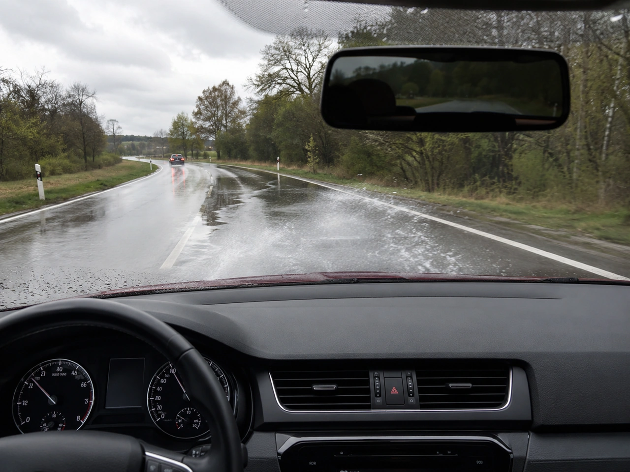 Why is it dangerous to drive through standing water at speed?