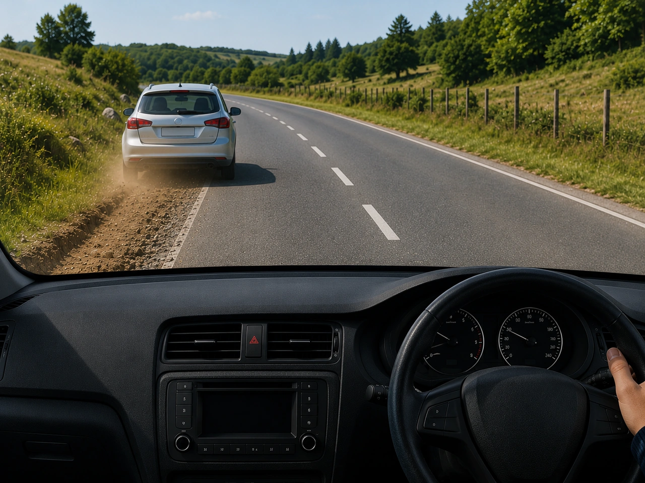 Why should you avoid driving too close to the edge of the road?