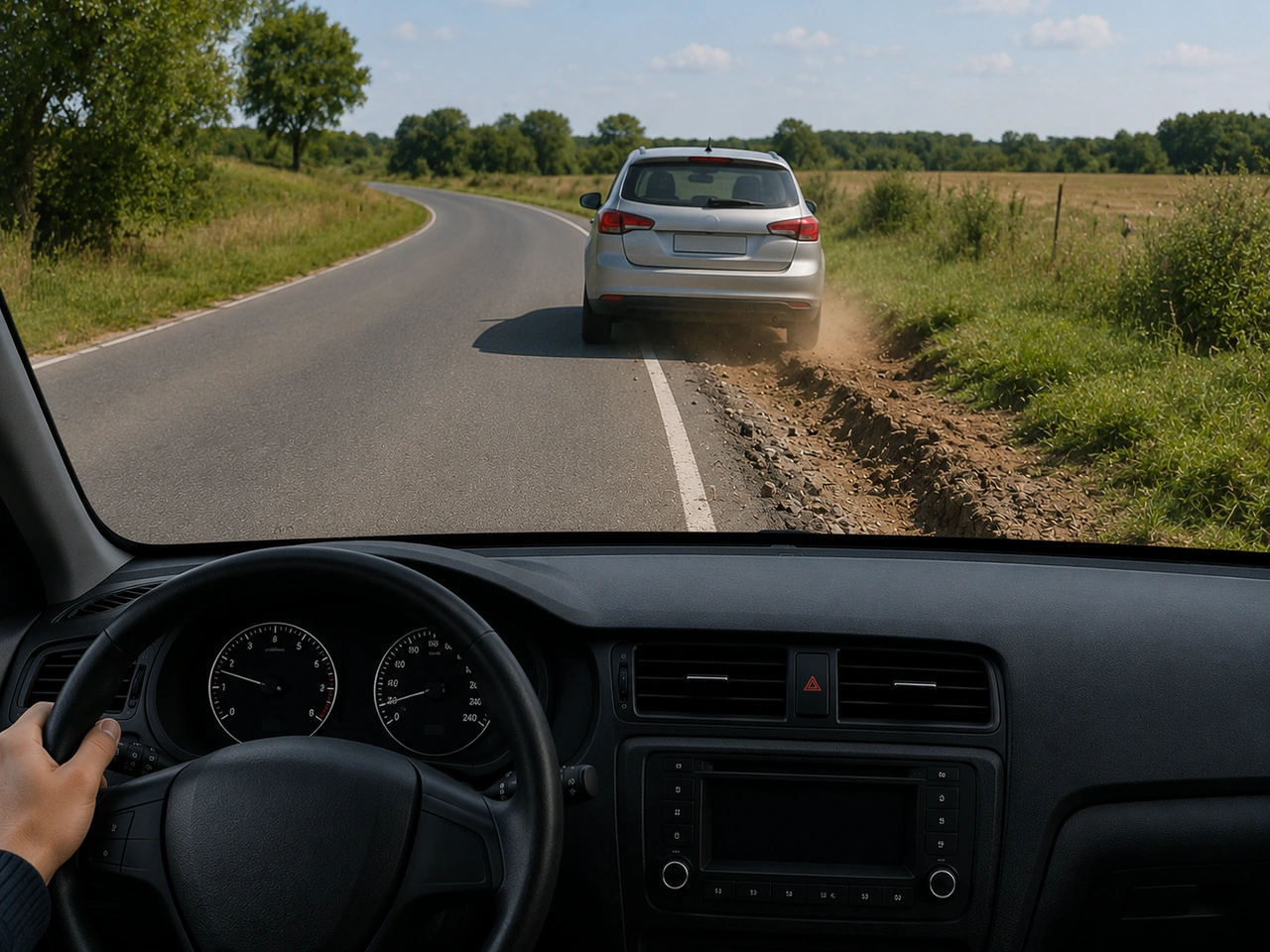 Why should you avoid driving too close to the edge of the road?