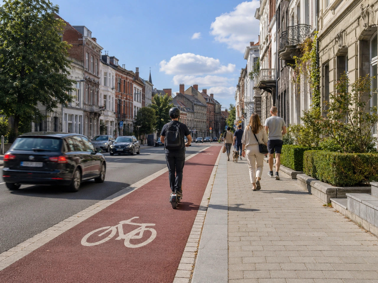 May you normally ride an electric scooter on the pavement in Belgium?