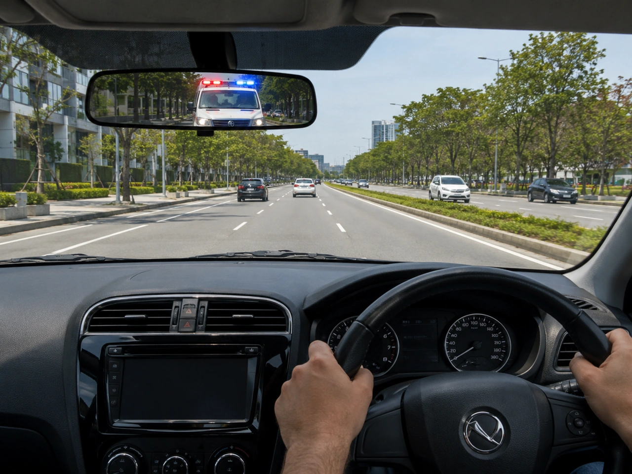 What should you do if an emergency vehicle approaches with lights or siren on?
